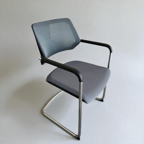 Steelcase Qivi Guest Chair, Black Frame with Grey Mesh and Fabric