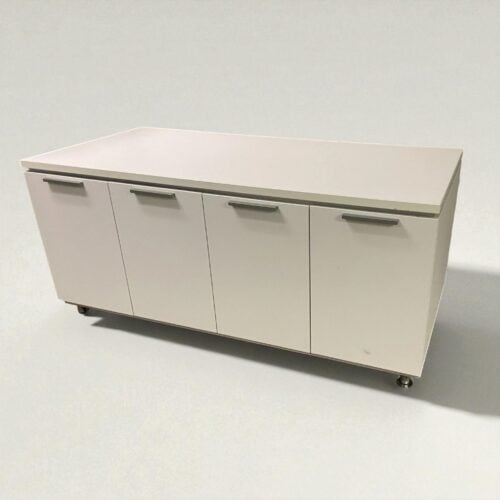 72" × 20" White Credenza – Modern Office Storage