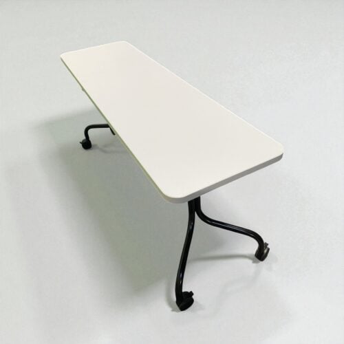 60" × 18" Steelcase Flip-Top Training Table – White Top with Black Base