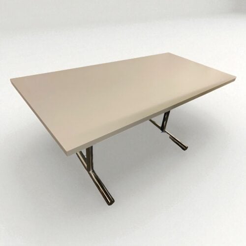 60" × 30" Grey Table with Polished Legs – Fixed-Height