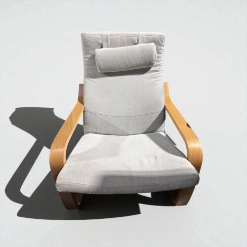 Gray Upholstered Lounge Chair – Wood Frame – Classic Accent Seating
