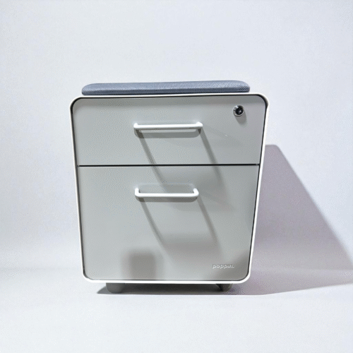 Poppin Box-File Mobile Pedestals Gray Front