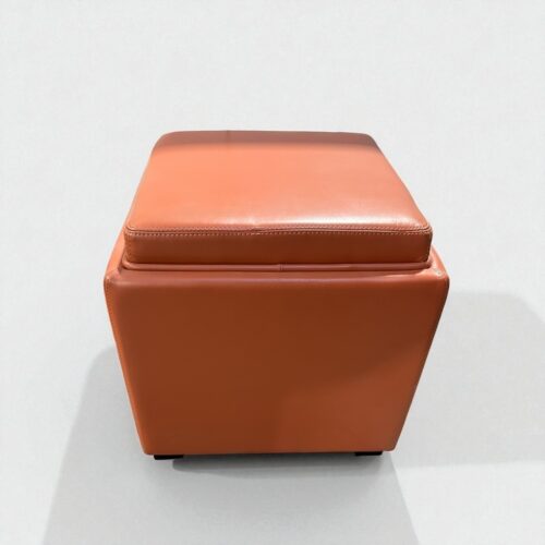 Orange Leather Ottoman