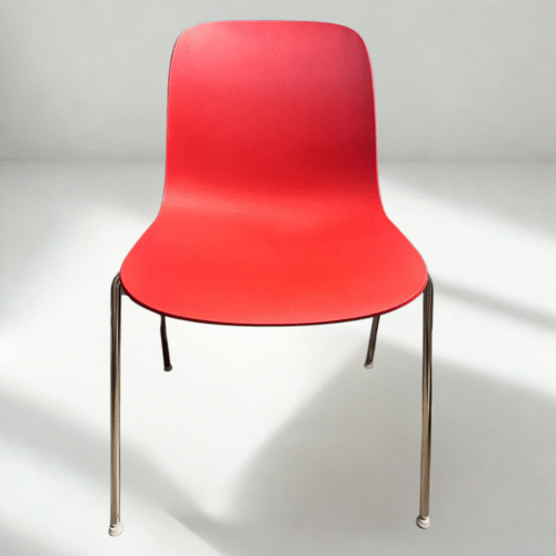 Red Plastic Chair With Polished Base