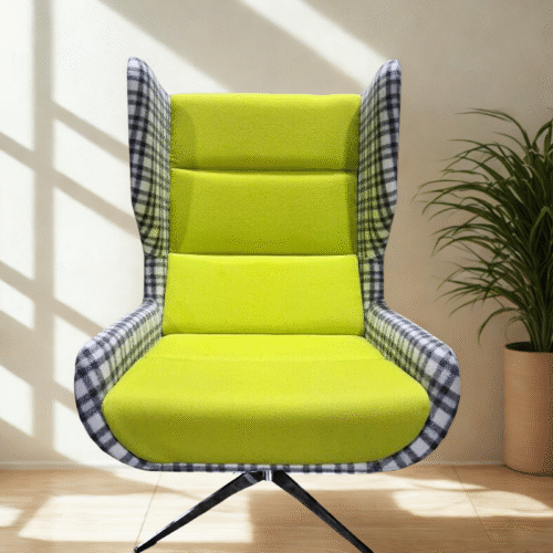 Neon Lime Lounge Chair – Fabric Upholstery – Modern Accent Chair