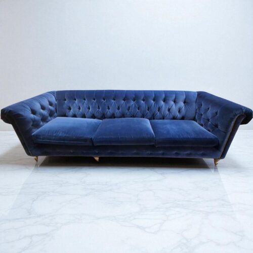 24"x35" 3-Seater Royal Blue Velvet Sofa