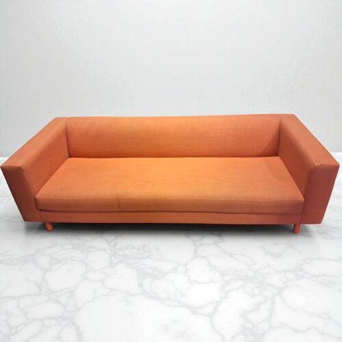Burnt Orange Modern Tuxedo Sofa – Plain-Back, Fabric Upholstery