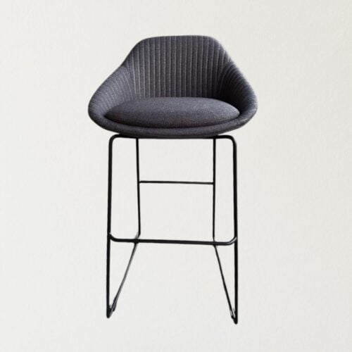 Black Bar Stool with Padded Cushion