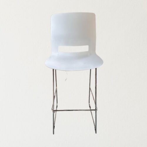 Bar Stool - White Shell, Silver Base