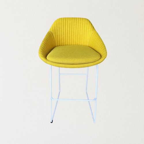 Yellow Bar Stool with Padded Cushion