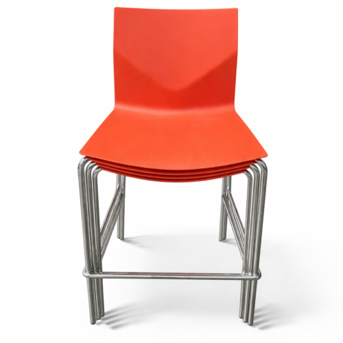 Red Orange Polished Chrome Base