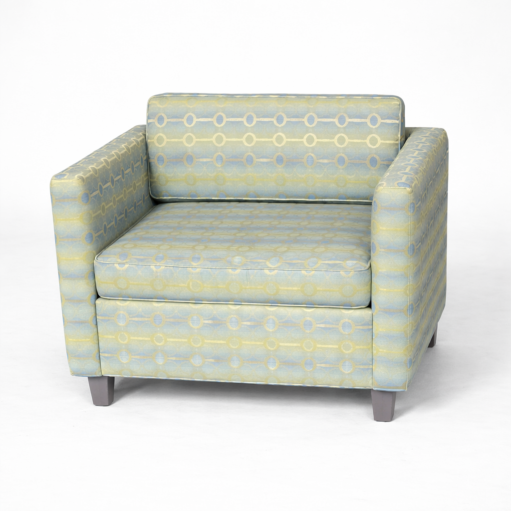 Boxy Armchair with Patterned Upholstery