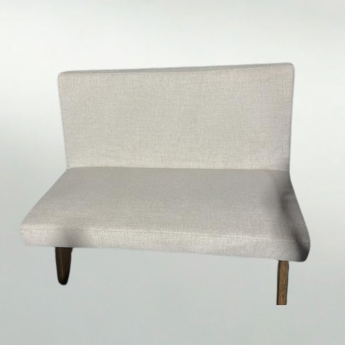 Warm Light Gray Upholstered Bench, Wooden Legs