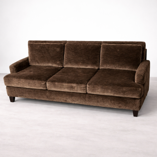3-seat Dark Brown Velvety Fabric
