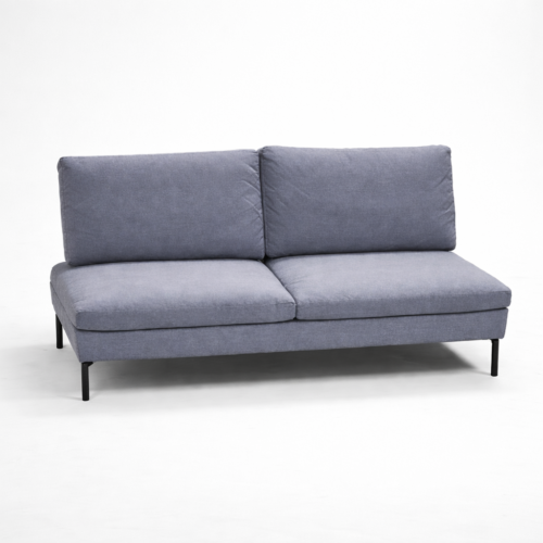 Two-seat Gray Fabric Sofa, Black Legs