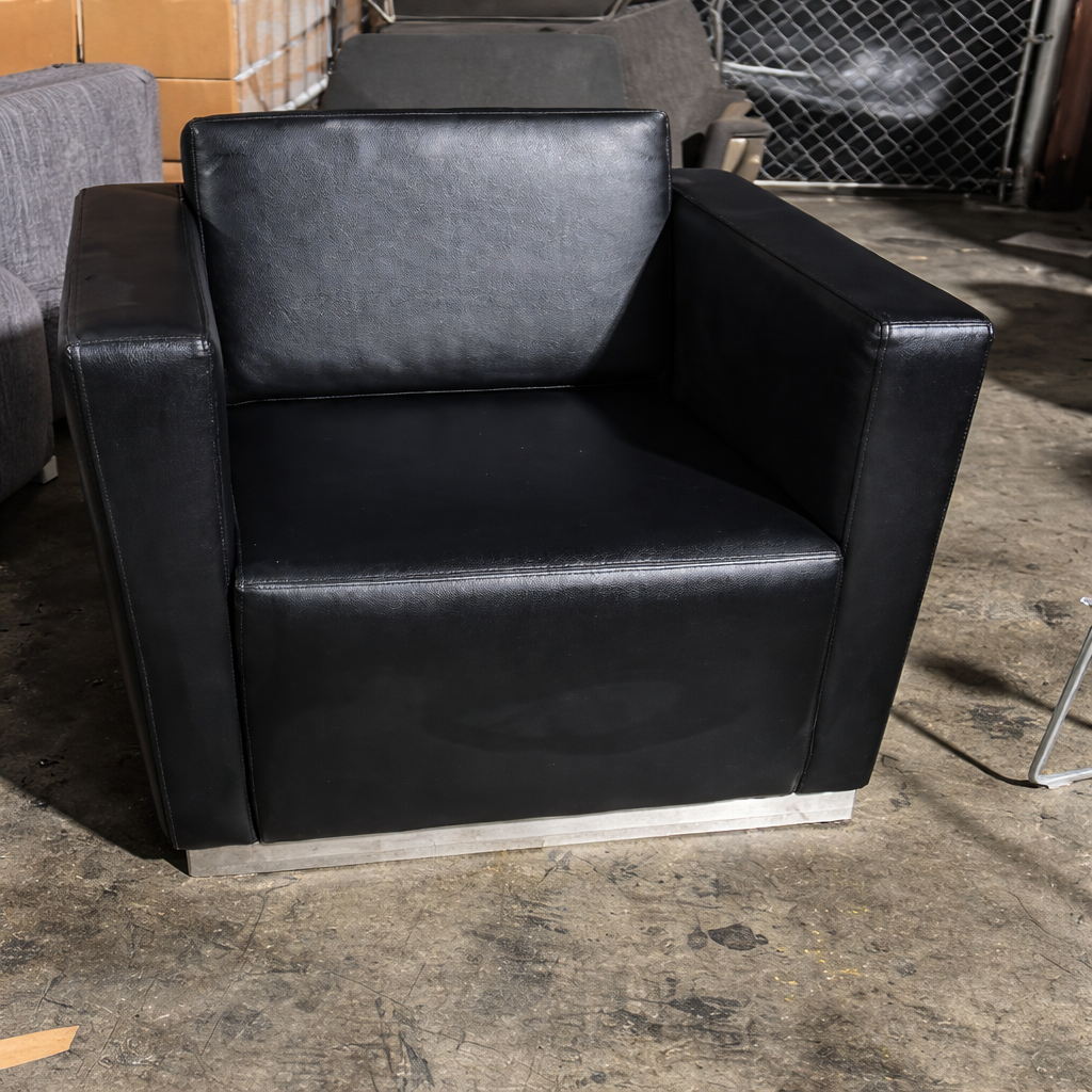 Contemporary Black Upholstered Lounge Chair - Image 2