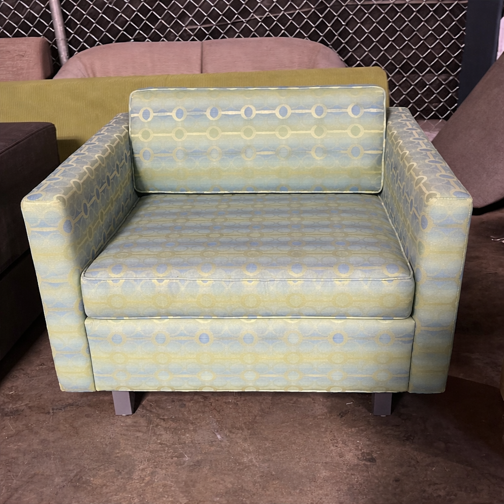 Boxy Armchair with Patterned Upholstery - Image 2