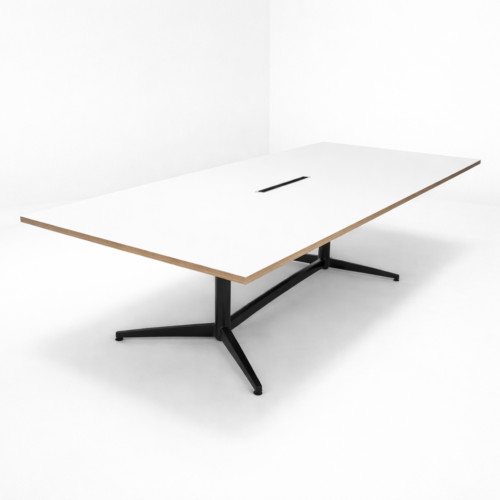 White Conference table with Maple edge