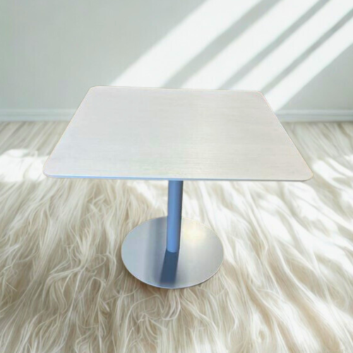 Café Table – Light Laminate Top with Round Metal Base