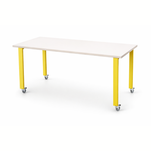 Mobile Work Table – 36” x 96” (Light Wood Top, Yellow Frame)