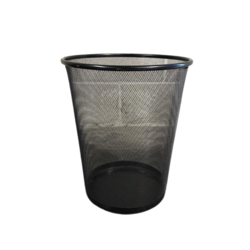 Black Metal Trash Can 12w x 14h