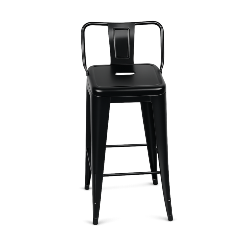 Industrial Black Metal Counter Stool with Backrest – Tolix Style