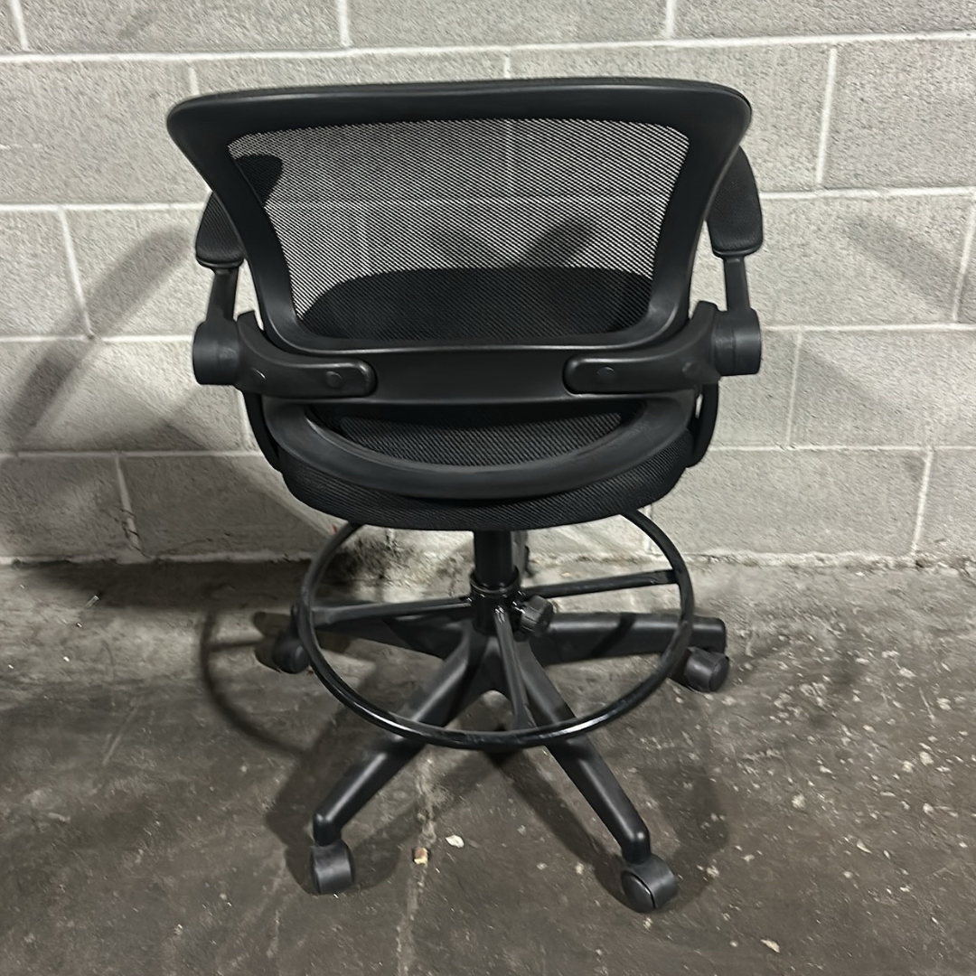 Adjustable Mesh Drafting Stool with Footrest - Image 3