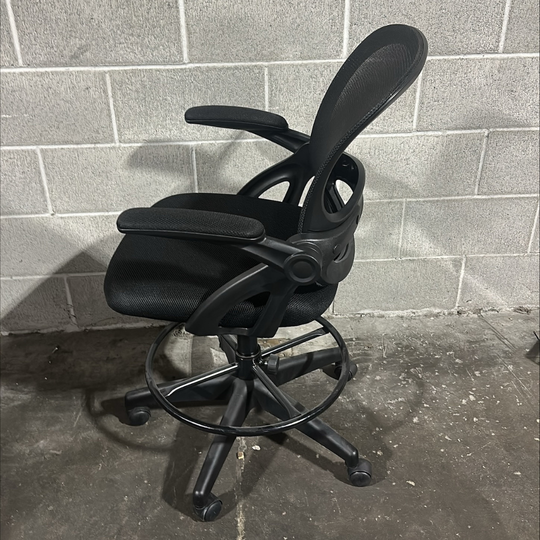 Adjustable Mesh Drafting Stool with Footrest - Image 4