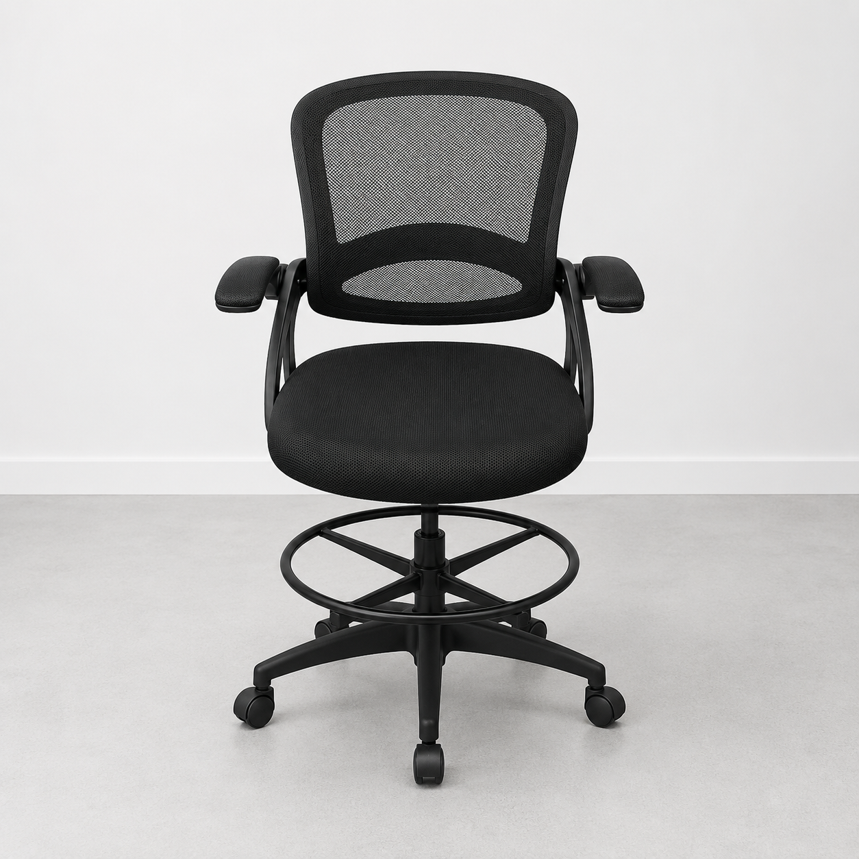 Adjustable Mesh Drafting Stool with Footrest