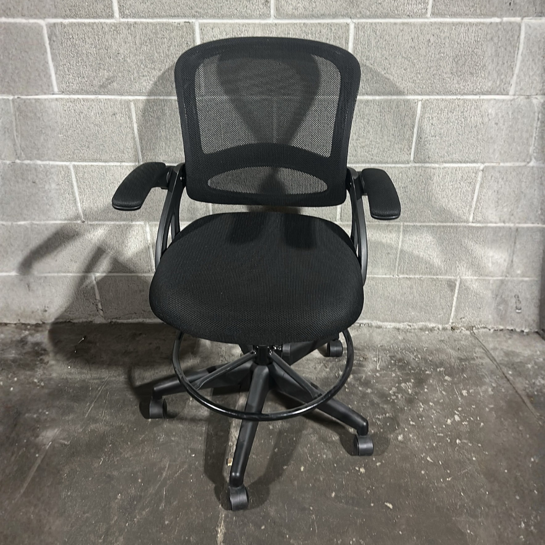 Adjustable Mesh Drafting Stool with Footrest - Image 2