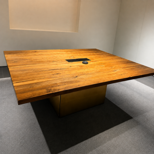 Edge Wood Conference Table with Yellow Gold Modular Base