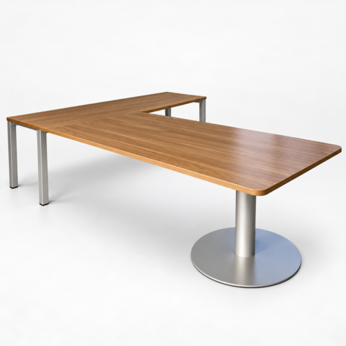 84" x 84" L-Shaped Executive Office Desk – Walnut Top