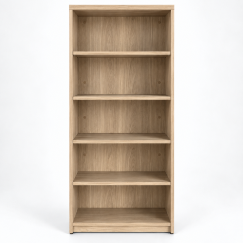 5-Shelf Open Bookcase – Light Wood